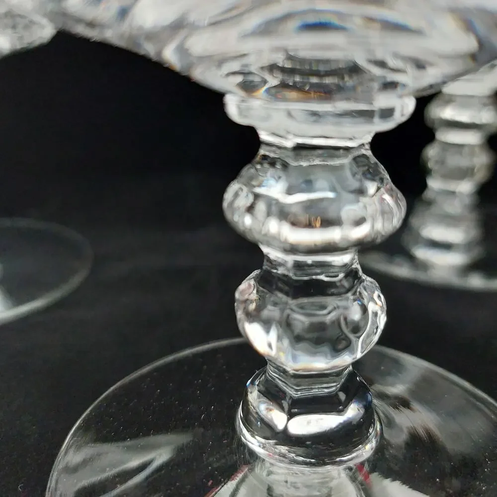 Vintage Heisey Orchid Etched Crystal Low Sherbet Champagne Coupe Glasses Set 3